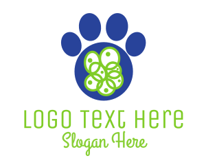 Blue Dog - Blue Pet Paw logo design
