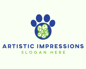 Blue Pet Paw logo design