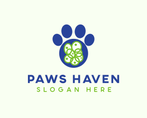 Blue Pet Paw logo design