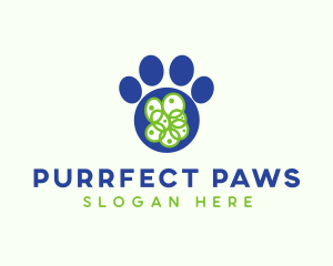 Blue Pet Paw logo design