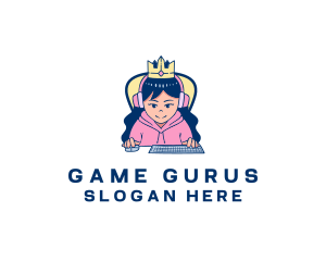 Royal Computer Gamer Girl logo design