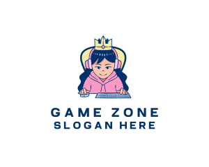 Royal Computer Gamer Girl logo design