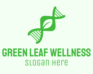 Green DNA Leaf logo design