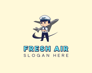 Airplane Aircraft Pilot Mascot logo design