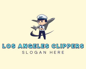 Pilot Cap - Airplane Aircraft Pilot Mascot logo design
