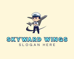 Aeronautics - Airplane Aircraft Pilot Mascot logo design