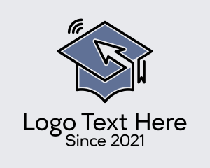 Online Learning - Signal Arrow Graduation Cap logo design