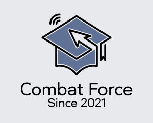 Online Learning - Signal Arrow Graduation Cap logo design