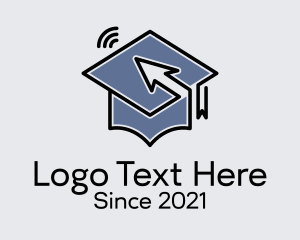 Distance Learning - Signal Arrow Graduation Cap logo design