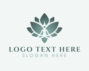Holistic - Sitting Meditation Lotus logo design