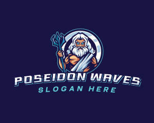 Poseidon God Trident logo design