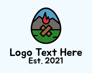 Camp - Mountain Bonfire Egg logo design
