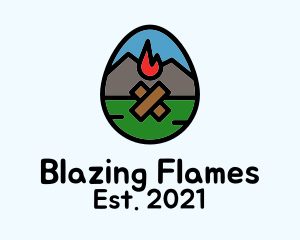 Mountain Bonfire Egg logo design