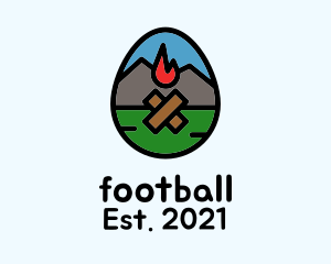 Camping - Mountain Bonfire Egg logo design