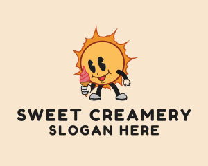 Creamery - Summer Ice Cream Cartoon logo design