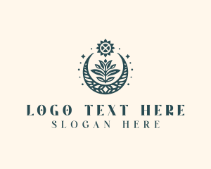 Holistic - Boho Flower Crescent logo design