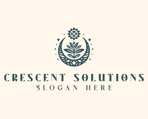 Boho Flower Crescent logo design