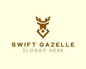 Gazelle - Stag Antler Diamond logo design