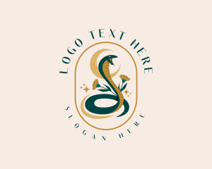Snake Charmer - Flower Snake Moon logo design