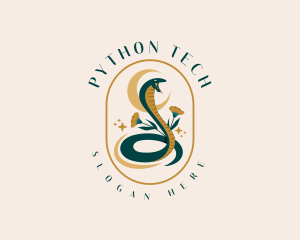 Python - Flower Snake Moon logo design