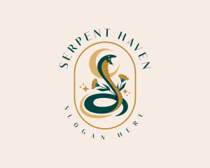 Flower Snake Moon logo design