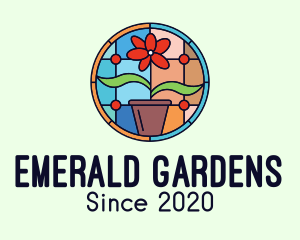 Stained Glass Flower Pot logo design