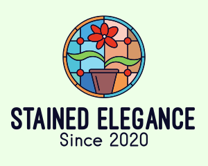 Stained Glass Flower Pot logo design