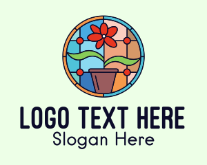 Stained Glass Flower Pot Logo