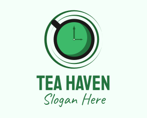 Green Tea Time Clock logo design