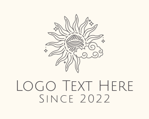 Minimalist - Sun Cloud Yarn Fashion logo design