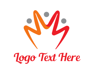 Queen - Orange Yellow Crown Stroke logo design