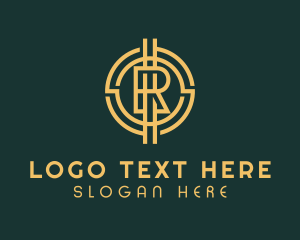 Cryptocurrency - Gold Cryptocurrency Letter R logo design