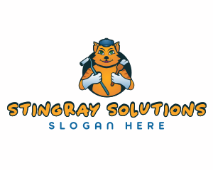 Renovation Painter Cat logo design