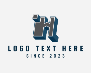 Blocky - 3D Graffiti Letter W logo design