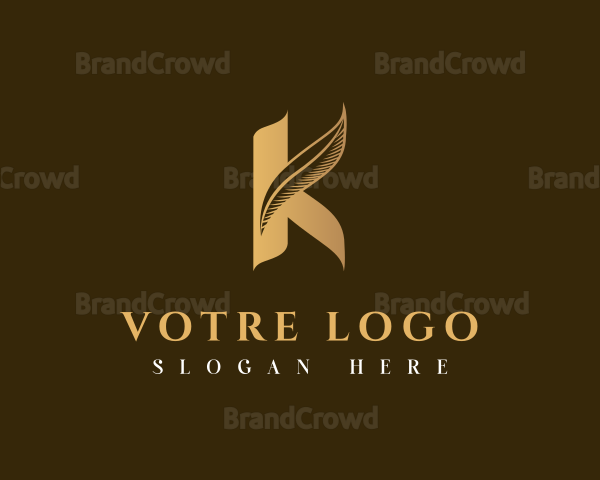 Luxury Feather Letter K Logo
