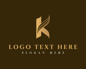 Alphabet - Luxury Feather Letter K logo design