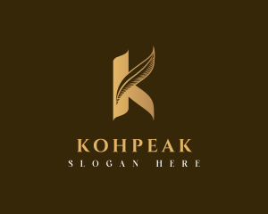 Luxury Feather Letter K logo design