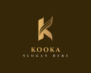 Luxury Feather Letter K logo design