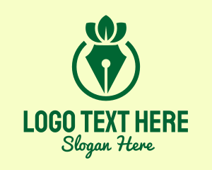 Publisher - Green Herbal Pen logo design