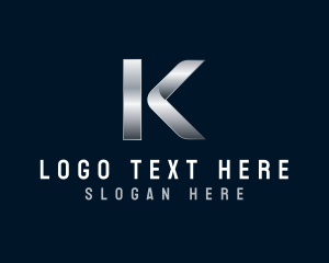 Silver - Metallic Industrial Iron Letter K logo design