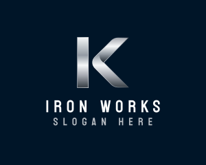 Iron - Metallic Industrial Iron Letter K logo design