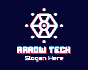 Glitchy Hexagon Tech logo design