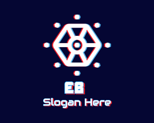 Web - Glitchy Hexagon Tech logo design
