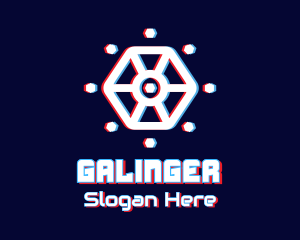 Startup - Glitchy Hexagon Tech logo design