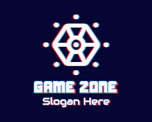 Static - Glitchy Hexagon Tech logo design
