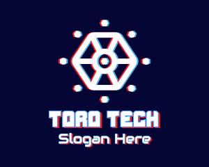 Glitchy Hexagon Tech logo design