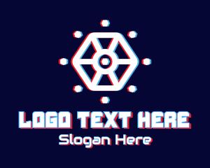 Cyber - Glitchy Hexagon Tech logo design