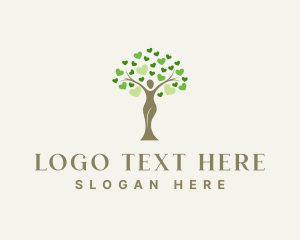 Vegan - Woman Tree Heart logo design