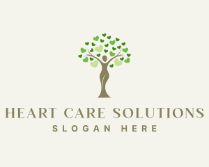 Woman Tree Heart logo design