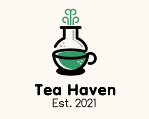 Green Flask Tea Chemistry logo design